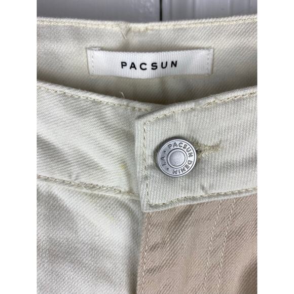 PacSun Women's Size 25 Cream Brown Tan Patchwork Colorblock Mom Jeans - Picture 3 of 5
